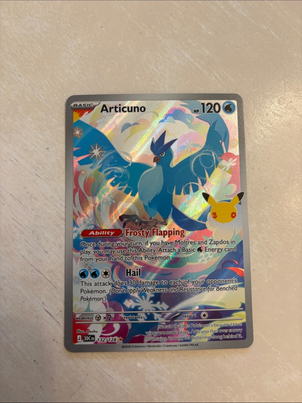 Pokemon Articuno Holo Promo Card - Blue & White